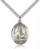Sterling Silver St. Albert the Great Pendant, Stainless Silver Heavy Curb Chain, Large Size Catholic Medal, 1" x 3/4"
