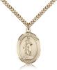 Gold Filled St. Barbara Pendant, Stainless Gold Heavy Curb Chain, Large Size Catholic Medal, 1" x 3/4"
