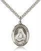Sterling Silver St. Frances Cabrini Pendant, Stainless Silver Heavy Curb Chain, Large Size Catholic Medal, 1" x 3/4"
