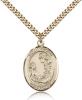 Gold Filled St. Cecilia Pendant, Stainless Gold Heavy Curb Chain, Large Size Catholic Medal, 1" x 3/4"