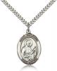 Sterling Silver St. Camillus of Lellis Pendant, Stainless Silver Heavy Curb Chain, Large Size Catholic Medal, 1" x 3/4"