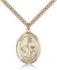 Gold Filled St. Dymphna Pendant, Stainless Gold Heavy Curb Chain, Large Size Catholic Medal, 1" x 3/4"