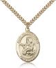 Gold Filled St. Francis Xavier Pendant, Stainless Gold Heavy Curb Chain, Large Size Catholic Medal, 1" x 3/4"