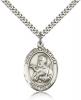 Sterling Silver St. Francis Xavier Pendant, Stainless Silver Heavy Curb Chain, Large Size Catholic Medal, 1" x 3/4"