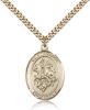 Gold Filled St. George Pendant, Stainless Gold Heavy Curb Chain, Large Size Catholic Medal, 1" x 3/4"