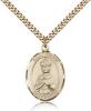 Gold Filled St. Henry II Pendant, Stainless Gold Heavy Curb Chain, Large Size Catholic Medal, 1" x 3/4"