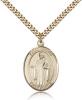 Gold Filled St. Justin Pendant, Stainless Gold Heavy Curb Chain, Large Size Catholic Medal, 1" x 3/4"