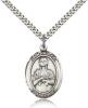 Sterling Silver St. Kateri Pendant, Stainless Silver Heavy Curb Chain, Large Size Catholic Medal, 1" x 3/4"