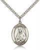 Sterling Silver St. Martha Pendant, Stainless Silver Heavy Curb Chain, Large Size Catholic Medal, 1" x 3/4"