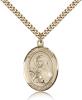Gold Filled St. Theresa Pendant, Stainless Gold Heavy Curb Chain, Large Size Catholic Medal, 1" x 3/4"