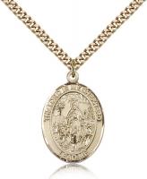 Gold Filled Lord Is My Shepherd Pendant, Stainless Gold Heavy Curb Chain, Large Size Catholic Medal, 1" x 3/4"