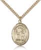 Gold Filled St. Valentine of Rome Pendant, Stainless Gold Heavy Curb Chain, Large Size Catholic Medal, 1" x 3/4"