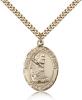 Gold Filled St. Pio of Pietrelcina Pendant, Stainless Gold Heavy Curb Chain, Large Size Catholic Medal, 1" x 3/4"