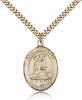 Gold Filled St. Walburga Pendant, Stainless Gold Heavy Curb Chain, Large Size Catholic Medal, 1" x 3/4"