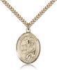 Gold Filled St. Jerome Pendant, Stainless Gold Heavy Curb Chain, Large Size Catholic Medal, 1" x 3/4"