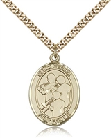 Gold Filled St. Cecilia / Marching Band Pendant, SG Heavy Curb Chain, Large Size Catholic Medal, 1" x 3/4"