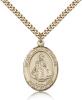 Gold Filled Infant of Prague Pendant, Stainless Gold Heavy Curb Chain, Large Size Catholic Medal, 1" x 3/4"