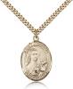 Gold Filled St. Therese of Lisieux Pendant, Stainless Gold Heavy Curb Chain, Large Size Catholic Medal, 1" x 3/4"