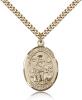 Gold Filled St. Germaine Cousin Pendant, Stainless Gold Heavy Curb Chain, Large Size Catholic Medal, 1" x 3/4"