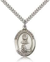 Sterling Silver St. Anastasia Pendant, Stainless Silver Heavy Curb Chain, Large Size Catholic Medal, 1" x 3/4"