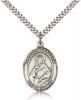 Sterling Silver St. Alexandra Pendant, Stainless Silver Heavy Curb Chain, Large Size Catholic Medal, 1" x 3/4"