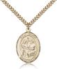 Gold Filled Holy Family Pendant, Stainless Gold Heavy Curb Chain, Large Size Catholic Medal, 1" x 3/4"