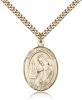 Gold Filled St. Alphonsus Pendant, Stainless Gold Heavy Curb Chain, Large Size Catholic Medal, 1" x 3/4"
