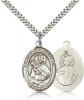 Sterling Silver Our Lady of Mount Carmel Pendant, Stainless Silver Heavy Curb Chain, Large Size Catholic Medal, 1" x 3/4"