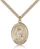 Gold Filled St. Grace Pendant, Stainless Gold Heavy Curb Chain, Large Size Catholic Medal, 1" x 3/4"
