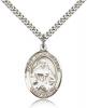 Sterling Silver St. Julia Billiart Pendant, Stainless Silver Heavy Curb Chain, Large Size Catholic Medal, 1" x 3/4"