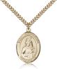 Gold Filled St. Wenceslaus Pendant, Stainless Gold Heavy Curb Chain, Large Size Catholic Medal, 1" x 3/4"