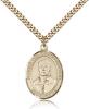 Gold Filled Blessed Pier Giorgio Frassati Pendant, Stainless Gold Heavy Curb Chain, Large Size Catholic Medal, 1" x 3/4"