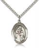 Sterling Silver Blessed Caroline Gerhardinger Pend, Stainless Silver Heavy Curb Chain, Large Size Catholic Medal, 1" x 3/4"