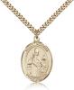 Gold Filled St. Walter of Pontnoise Pendant, Stainless Gold Heavy Curb Chain, Large Size Catholic Medal, 1" x 3/4"