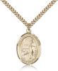 Gold Filled Our Lady of Lourdes Pendant, Stainless Gold Heavy Curb Chain, Large Size Catholic Medal, 1" x 3/4"
