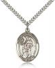 Sterling Silver St. Peter Nolasco Pendant, Stainless Silver Heavy Curb Chain, Large Size Catholic Medal, 1" x 3/4"