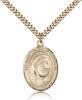 Gold Filled Blessed Teresa of Calcutta Pendant, Stainless Gold Heavy Curb Chain, Large Size Catholic Medal, 1" x 3/4"