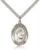 Sterling Silver Blessed Teresa of Calcutta Pendant, Stainless Silver Heavy Curb Chain, Large Size Catholic Medal, 1" x 3/4"