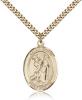 Gold Filled St. Roch Pendant, Stainless Gold Heavy Curb Chain, Large Size Catholic Medal, 1" x 3/4"