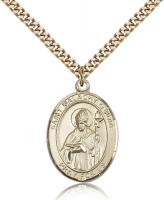 Gold Filled St. Malachy O'More Pendant, SG Heavy Curb Chain, Large Size Catholic Medal, 1" x 3/4"