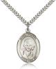 Sterling Silver St. Gianna Pendant, Stainless Silver Heavy Curb Chain, Large Size Catholic Medal, 1" x 3/4"