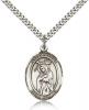 Sterling Silver St. Regina Pendant, Stainless Silver Heavy Curb Chain, Large Size Catholic Medal, 1" x 3/4"