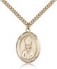 Gold Filled St. Anselm of Canterbury Pendant, Stainless Gold Heavy Curb Chain, Large Size Catholic Medal, 1" x 3/4"