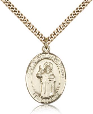 Gold Filled St. John Of Capistrano Pendant, SG Heavy Curb Chain, Large Size Catholic Medal, 1" x 3/4"