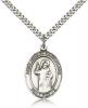 Sterling Silver St. John of Capistrano Pendant, Stainless Silver Heavy Curb Chain, Large Size Catholic Medal, 1" x 3/4"