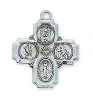 Four-way Catholic Saint Medal - Sterling Silver