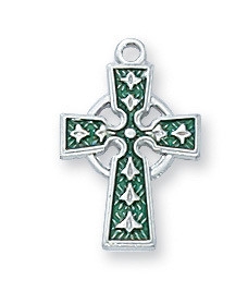 Sterling Silver Enamel Celtic Cross L9065