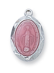 Sterling Silver Pink Miraculous Medal L1203MIP