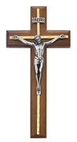10inch Walnut Crucifix Silver Overlay 79-15