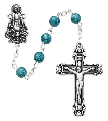 Blue Miraculous Medal Rosary Boxed P232R